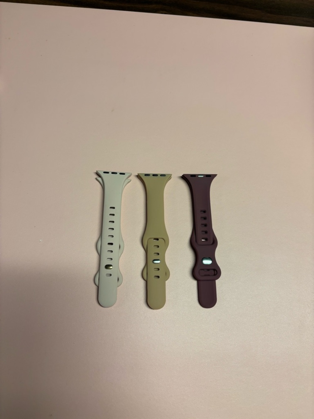 Silicone Apple Watch-Style Bands - Set of 3 (Light pink, Beige and Plum)